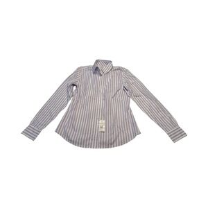 Brooks Brothers Womens 6 Fitted Striped Button Down Shirt Lavender White Nwt